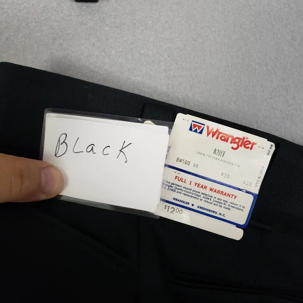 Vintage Wrangler Knit Dress Pants Black Made In USA Size 30x30 Deadstock NWT